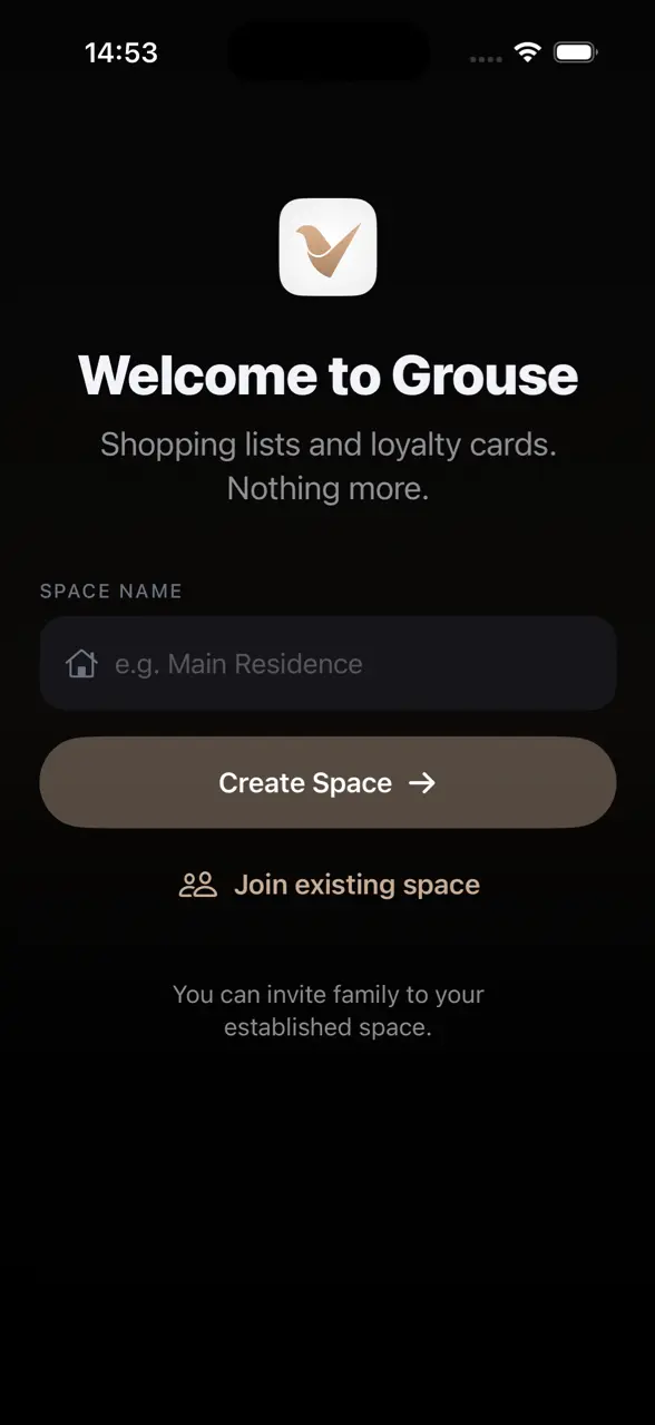 Welcome screen